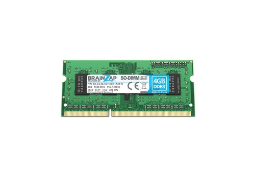BRAINZAP 4GB RAM PC3-12800S-11 SO-DIMM Laptop-Arbeitsspeicher (1600 MHz, CL11, 1Rx8, Non-ECC, Unbuffered, für Notebooks - Intel und)