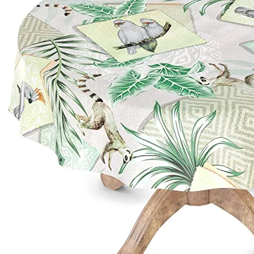 Wachstuchtischdecke Wachstischdecke Tischdecke abwaschbar Gartentischdecke Wachstuch Eckig rund oval Rund 100cm Schnittkante Exotik