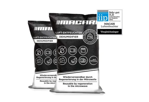 Macari Luftentfeuchter Vergleichssieger 2021-Luftentfeuchter Auto 1 kg Auto Zubehör Robust, Anti Beschlag Entfeuchter. Gegen Feuchtigkeit & Gerüche