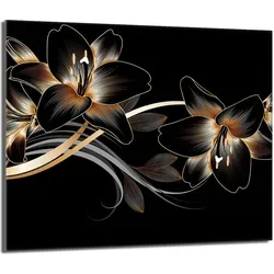 Herdabdeckplatte 60x52 cm - Ceranfeld Abdeckung mit Orchideen-Design - Küchengeräte-Zubehör: Langlebige und hygienische Glasplatte als Schneidebrett und Spritzschutz, ideal für alle Herdarten, die Ihrer Küche eine einzigartige Atmosphäre verleiht.