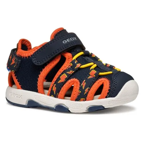 Geox Baby-Jungen Multy Boy B Sandal, Navy/Orange, 24 EU - Wanderschuhe für Kinder, atmungsaktiv und wasserdicht, ideal für aktive Tage im Freien mit schnellem An- und Ausziehen.