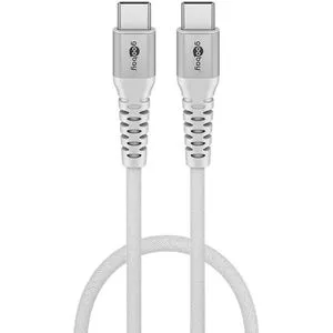 Goobay Ladekabel 70193 Textilkabel, weiß, 1m, USB-C auf USB-C, 60W Schnellladekabel