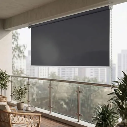 Jet-line® Vertikalmarkise 230x100 cm - Wetterfester Sichtschutz - Seitenzug & Springrollos: Wetterbeständige Vertikalmarkise in anthrazit, ideal für Balkon und Terrasse. Reißfest, windbeständig und schnelltrocknend – der perfekte Wind- und Sichtschutz für Ihren Outdoor-Bereich.