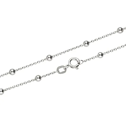 NKlaus 27cm Damen Fusskette 925 Sterling Silber Breite: 1,1mm Ankerkette rund mit Kugeln Federringverschluss 1726