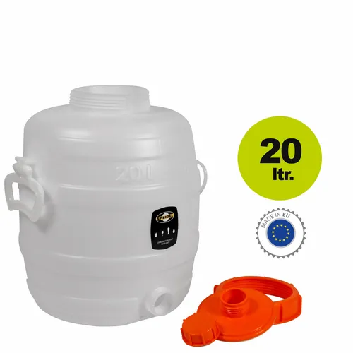 Speidel Getränkefass 20 Liter Rund Gärfass mit Deckel - Zubehör für Landwirtschaft, modernes Kunststoff- und Edelstahlfass, das Aroma und Alkohol optimal bewahrt und hygienisch leicht zu reinigen ist.