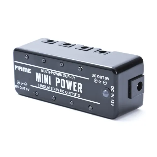 Fame Netzteil LEF-329 Mini Power für Gitarreneffekte - Netzteil für Gitarrenpedale mit 8 Ausgängen, 9V DC und 300mA, ideal für stromhungrige Effekte. Kompakt und robust, inklusive 12V Adapter und umfangreichem Zubehör.