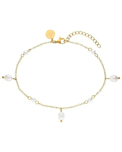 Purelei Fußkette Pearl Drop mit Anhänger - Sonstiger Schmuck, elegante Fußkette mit kleinen Perlen und tropfenförmigen Anhängern in Goldfarbe, perfekt für stilvolle Akzente.
