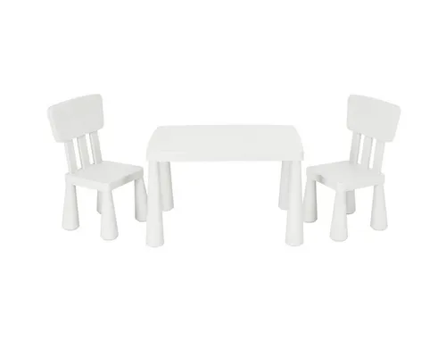 COSTWAY 3-teiliges Kindermöbelset mit Tisch und 2 Stühlen – Weiß