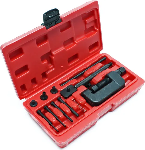 Wiltec Trenn Niet Werkzeug für 420-630 Ketten - Nietzangen-Set mit 3 Trennspitzen im praktischen Koffer, ideal für präzises Trennen und Vernieten von Ketten, perfekt für Profis und Hobbyanwender.