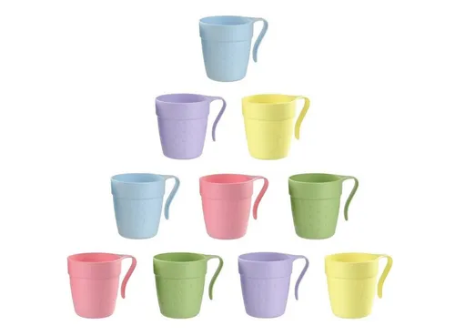 Engelland Kinderbecher Plastikbecher mit Henkel, 10-tlg., Kunststoff, BPA-frei, mit Henkel, bunte Mischung, 0,33 Liter