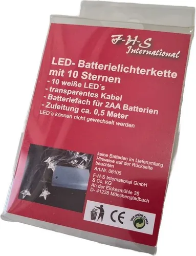 LED Lichterkette Sterne kaltweiß 10er Batteriebetrieb innen 06105