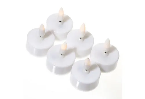 MARELIDA LED-Kerze LED Teelichter flackernd 3D Flamme mit Batterien D: 3,8cm weiß 6er Set (6-tlg)