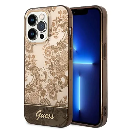 GUESS Schutzhülle für Apple iPhone 14 Pro Max - Ocker Hard Case - Stylische Taschen & Schutzhüllen, aus robustem Plastik für optimalen Schutz und perfekte Passform für das Apple iPhone 14 Pro Max.