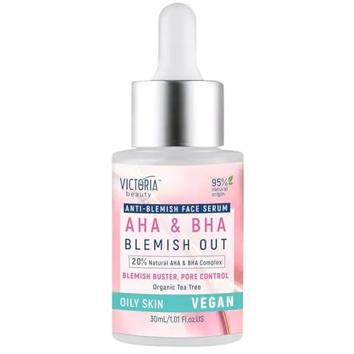 Victoria Beauty Anti Pickel Serum mit Salicylsäure, AHA BHA Peeling Gesichtsserum mit Teebaum für unreine und fettige Haut, Vegan, Hochwirksame Gesichtspflege, 30ml