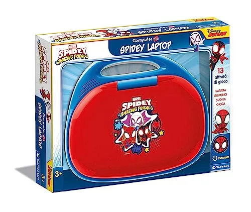 Clementoni - 16454 - Computer Kid Marvel Spidey and His Amazing Friends Laptop - Lernspiel, elektronisch sprechend, Laptop Kinder 3 Jahre, Technologie, tragbar