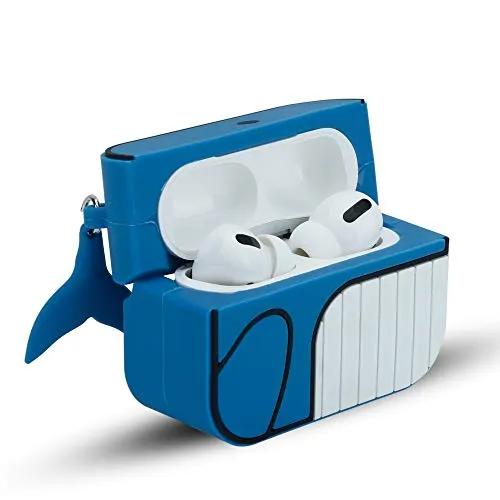 Cadorabo Hülle kompatibel mit Apple AirPod PRO 2 - Design Blue Whale - Tragbare Silikon Kopfhörer Schutzhülle 3D Case Schlüsselanhänger