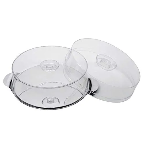 APS Tortenplatte aus Edelstahl mit 2 Hauben - Küchenutensilien: Elegante Tortenplatte aus Edelstahl mit zwei Hauben in verschiedenen Höhen, ideal für die stilvolle Präsentation von Torten und Desserts.
