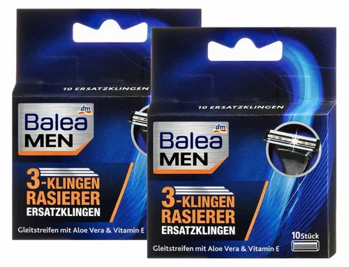 Balea MEN 3-Klingen Rasierklingen – 20 Stück - Balea MEN 3-Klingen Rasierklingen im praktischen 2 x 10er Pack für eine gründliche Nassrasur. Mit Gleitstreifen für verbessertes Gleiten und Hautkomfort.