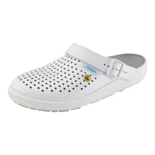 Abeba Berufsschuhe rubber 5300, OB ESD, Clogs, Unisex, Echt Leder, weiß, Gr. 39 - Arbeits- & Schutzkleidung, atmungsaktive und antistatische Clogs mit klappbarem Fersenriemen, ideal für Medizin und Gastronomie, rutschfest und beständig gegen Kraftstoffe.