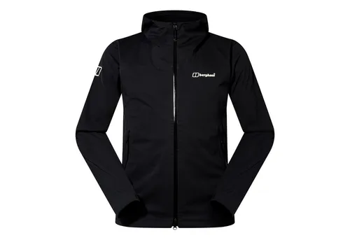 Berghaus M Ridge-roamer 3L Softshell Jacket Blk/Blk - Funktionsjacke für Herren, ideal für wechselhaftes Wetter. Winddicht, atmungsaktiv und mit verstellbarer Kapuze - der perfekte Begleiter für Outdoor-Aktivitäten.