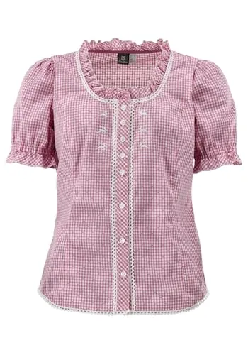 OS Trachten Trachtenbluse Tailliert Plare, Größe:54, Farbe:dunkelrot