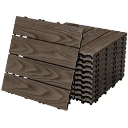 ML-Design 33xWPC Terrassenfliesen Dunkelbraun 30x30cm - Fliesen für Balkon und Terrasse mit einfachem Stecksystem, wetterbeständig und pflegeleicht – ideal für ein stilvolles Ambiente im Innen- und Außenbereich.