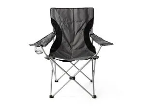 VCM Campingstuhl Faltstuhl mit Getränkehalter - Praktischer Faltstuhl in grau-schwarz, ideal für Camping und Freizeit. Schneller Aufbau mit einem Handgriff und bequeme Armlehne für zusätzlichen Komfort.