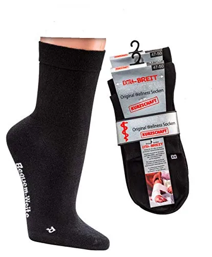 Produktbild WOWERAT 2 Paar Diabetikersocken Kurzschaft extra breit weit Diabetes Strümpfe Diabetiker (schwarz, 35/38)
