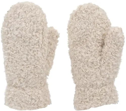 styleBREAKER Damen Teddy Fäustlinge mit Fleece Futter | Kuschelige Winter Fausthandschuhe Einfarbig mit Gummibund | Warme Kunstfell Fake Fur Handschuhe, Farbe:Creme-Beige
