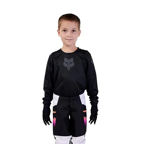 FOX 180 Blackout Kinder Motocross Jersey, schwarz, Größe S - Motocross-Jersey aus feuchtigkeitstransportierendem Material für trockenen Tragekomfort, mit Lüftungspanels aus Mesh für optimale Atmungsaktivität.