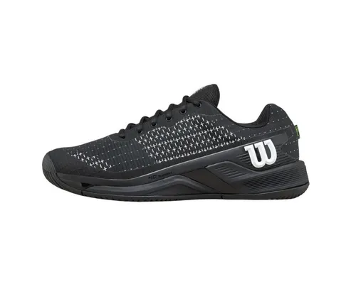 Wilson Rush Pro Extra Duty Allcourt Tennisschuhe schwarz Herren Größe 44 (10) - Tennisschuhe mit 2E-Passform für breitere Füße, bieten Komfort und Stabilität dank 4D Support Chassis für kontrollierte Bewegungen auf dem Platz.