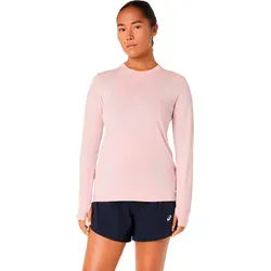 ASICS Road Seamless Laufshirt Damen – Rosa/Rot, Größe S - Optimales Laufshirt für kühle Tage: Nahtlose Konstruktion für höchsten Komfort, atmungsaktiv und schnelltrocknend. Reflektierende Details sorgen für Sichtbarkeit – ideal für lange Läufe.