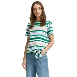 TOM TAILOR Denim T-Shirt mit Minimalprint und seitlichem Knoten bunt XXL (44)
