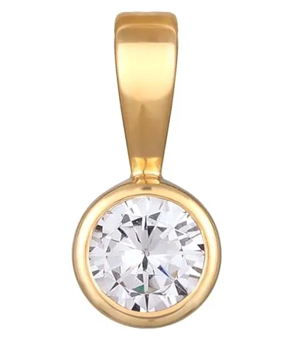 Damen Solitär Anhänger mit Zirkonia aus 925 Sterling Silber - Eleganter Anhänger für Damen aus hochwertigem 925er Sterlingsilber, vergoldet und mit funkelndem Zirkonia-Solitär. Perfekt als Geschenkidee für besondere Anlässe.