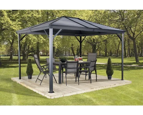 Sojag Pavillon Ventura Aluminium – Wetterfester Gartenpavillon - Pavillons – Moderner, langlebiger Pavillon aus robustem Aluminium mit einem formschönen Stahldach, das 125 kg/m² Schneelast standhält und wasserdicht ist.