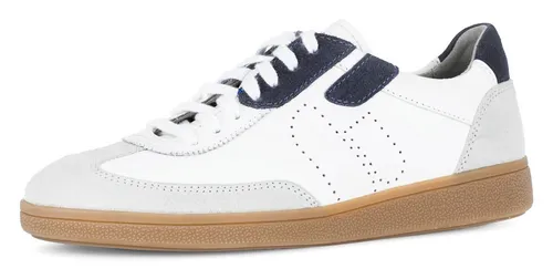 Pius Gabor Sneaker - Freizeitschuh mit Perforation, G-Weite, Gr. 11,5 - Stylischer Leder Sneaker in Weiß-Dunkelblau, ideal für Komfort und Atmungsaktivität, perfekt für den Alltag.