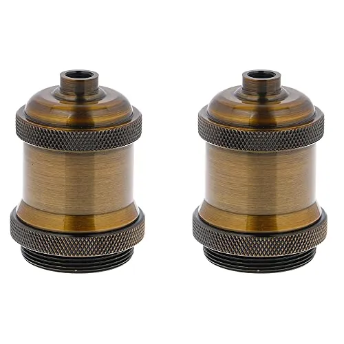 CENPEK 2 Stück E26 E27 Lampenfassung mit Schirmring, Glühbirnen-Fassungshalter zum Einschrauben, Standardsockel, mittelgro, Retro-Anhnger, Glühbirnenhalter, Lichtkfigabdeckung, kupferfarben