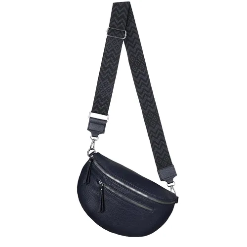 Bauchtasche Crossbody-Bag Umhängetasche Kunstleder Italy-Design BLUE-W (955)