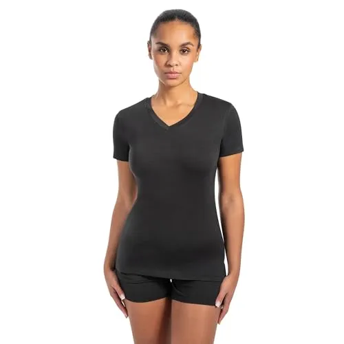 SMILODOX T-Shirt Damen NELA, Shaped Fit, Kurzarm V-Neck Shirt, Sport Oberteil aus weichem, Sporttop mit optimaler Passform, Sportshirt ideal für Freizeit, Sport, Alltag & Yoga