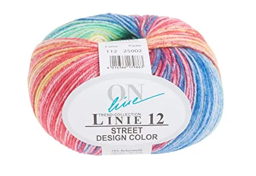 Online Wolle Street Design Color Linie 12 50g 210m Lauflänge 75% Schurwolle 25% Polyamid Farbe 112