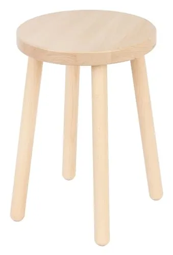 specwood Hocker Holz 46 cm Hoch, Holzhocker Rund Ø 32 cm, Massivholz Sitzhocker, Holz Hocker Buche Natur