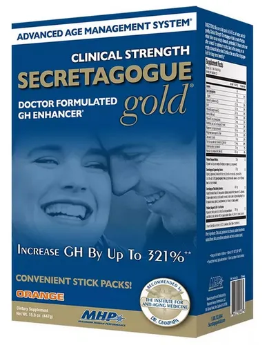 MHP Secretagogue Clinical Gold – 30 Sticks - Praktisches Nahrungsergänzungsmittel in Pulverform mit fruchtigem Orangengeschmack. Ideal für die Einnahme auf leeren Magen. Perfekt für Erwachsene, die ihre Vitalität unterstützen möchten.
