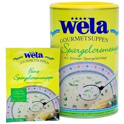 WELA Feine Spargelcremesuppe GOURMET für 5,25 l - Kräuter & Gewürze, cremige Spargelcremesuppe mit vollem Spargelgeschmack, ideal für 21 Teller, schnell zubereitet und vielseitig verfeinerbar.