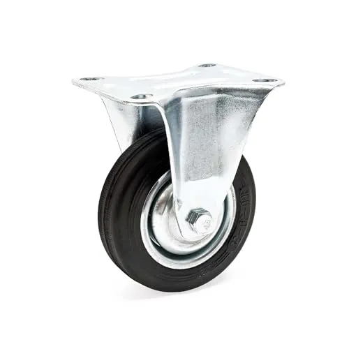 Wiltec Bockrolle Ø100mm mit Gummirad und Metallfelge 70kg Tragkraft, Vollmaterial Apparaterolle Transportrolle Möbelrolle, leiser Lauf