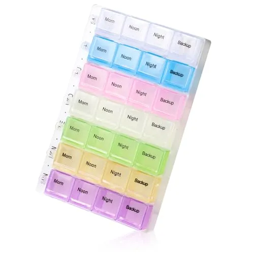 Tablettenbox 7 Tage Tablettenbox Medikamentenbox 7 Tage Pillendose 7 Tage Pillendose Medikamentenbox Pillenbox Groß Pill Organiser für Medikamente Fischöl Vitamine