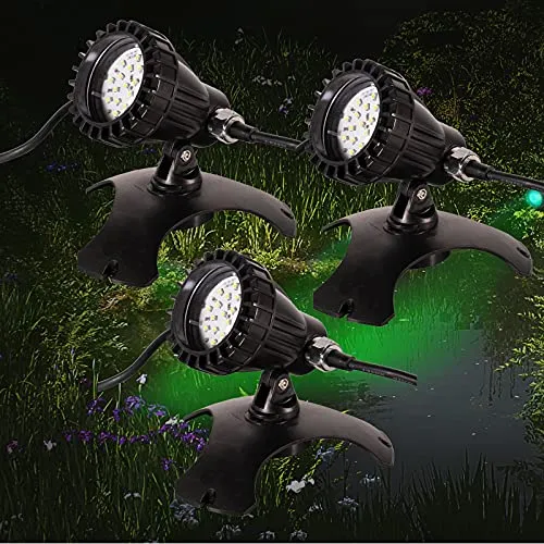 Amphibien-Farb-Teichbeleuchtung LED 3 x 1,5W - LED-Lampen für beeindruckende Teichbeleuchtung, wasserdicht bis 2m und energieeffizient mit nur 1,5W pro Lampe. Ideal für stimmungsvolle Akzente in Ihrem Garten!