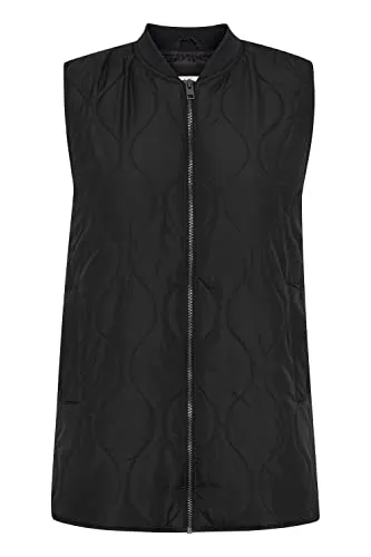 OXMO OXSvala Damen Weste Steppweste Outdoor Weste leicht gefüttert mit Blousonkragen, Größe:L, Farbe:Black (194007)
