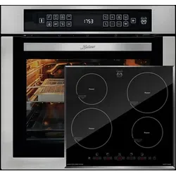 Kaiser Küchengeräte Autarkes Backofen-Set mit Induktionskochfeld - Elegantes Edelstahl-Backofen-Set mit 86 l Volumen und 15 Funktionen. Das rahmenlose Induktionskochfeld bietet 4 QuickHeat Kochzonen und Touch Control für einfache Bedienung.