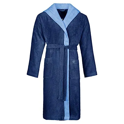 Bugatti Bademantel Stefano, Blau - Herren-Bademäntel aus 100% Baumwolle, besonders flauschig und hautfreundlich für höchsten Komfort und stilvolles Relaxen.