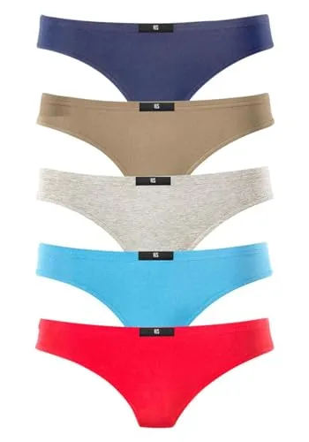 H.I.S Damen String rot, Marine, blau, Khaki, grau-meliert 44